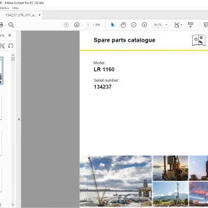 Liebherr Crawler Crane LR 1160 Spare parts catalogue Manual SN134237 - PDF DOWNLOAD