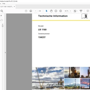 Liebherr Crawler Crane LR 1160 Technische Information Manual SN 134237  - PDF DOWNLOAD (GERMAN)