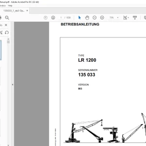 Liebherr Crawler Crane LR 1200 BETRIEBSANLEITUNG MANUAL SN135033 - PDF DOWNLOAD (German)