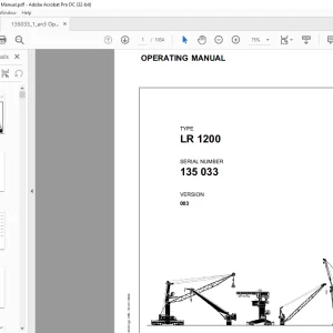 Liebherr Crawler Crane LR 1200 OPERATING MANUAL SN 135033 - PDF DOWNLOAD