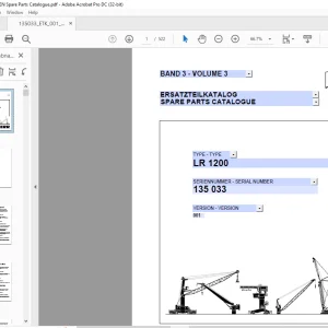 Liebherr Crawler Crane LR 1200 SPARE PARTS CATALOGUE MANUAL SN 135033 - PDF DOWNLOAD