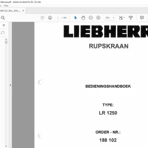 Liebherr Crawler Crane LR 1250 BEDIENINGSHANDBOEK SN 188102 - PDF DOWNLOAD (Dutch)