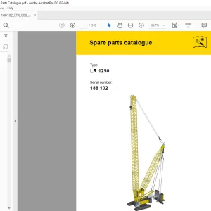 Liebherr Crawler Crane LR 1250 Spare Parts Catalogue Manual SN 188102 - PDF DOWNLOAD