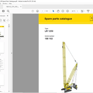 Liebherr Crawler Crane LR 1250 Spare parts catalogue Manual SN 188102 - PDF DOWNLOAD