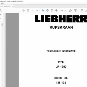 Liebherr Crawler Crane LR 1250 TECHNISCHE INFORMATIE MANUAL SN188102  - PDF DOWNLOAD (Dutch)