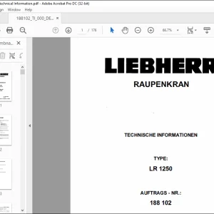 Liebherr Crawler Crane  LR 1250 TECHNISCHE INFORMATIONEN MANUAL - PDF DOWNLOAD (GERMAN)