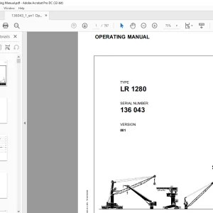 Liebherr Crawler Crane LR 1280 OPERATING MANUAL - PDF DOWNLOAD