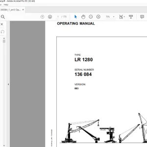Liebherr Crawler Crane LR 1280 OPERATING MANUAL 136084 - PDF DOWNLOAD