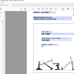 Liebherr Crawler Crane LR 1280 SPARE PARTS CATALOGUE MANUAL  - PDF DOWNLOAD