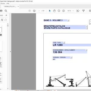 Liebherr Crawler Crane LR 1280 SPARE PARTS CATALOGUE MANUAL SN136084 - PDF DOWNLOAD