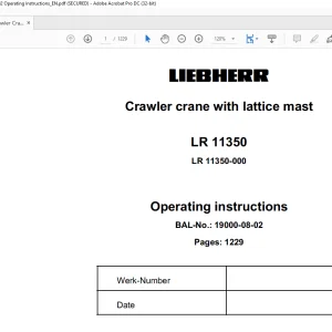 Liebherr Crawler Crane LR11350 Operating Instructions Manual 19000-08-02 - PDF DOWNLOAD