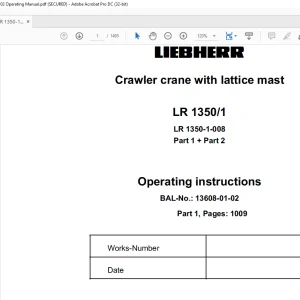 Liebherr Crawler crane with lattice mast LR 1350-1 Operating instructions Manual  - PDF DOWNLOAD