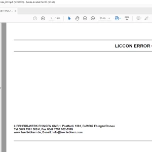 Liebherr LR 1350-1 Liccon Error Code Manual -  PDF DOWNLOAD