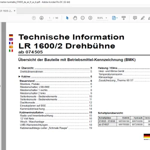 Liebherr LR 1600-2 (BMK) Drehbühne Technische Information Manual 074505 - PDF DOWNLOAD (German)