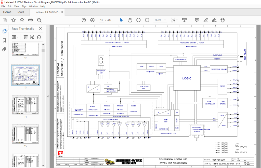 Liebherr LR 1600-2 Electrical Circuit Diagram Manual 986785008 - PDF