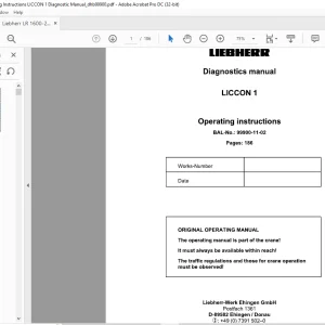 Liebherr LR 1600-2 LICCON 1 Operating Instruction Diagnostic Manual 99900-11-02 - PDF DOWNLOAD