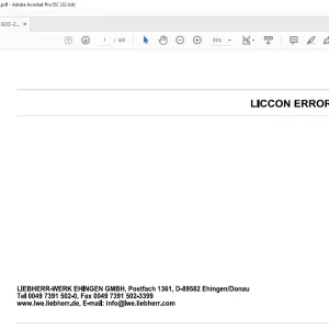 Liebherr LR 1600-2 LICCON Error Code (LEC) Manual 074505 - PDF DOWNLOAD