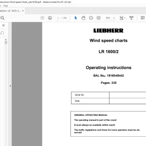 Liebherr LR 1600-2 Wind Speed Chart Operating Instruction Manual 18180-09-02 - PDF DOWNLOAD