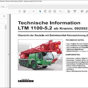Liebherr LTM 1100-5.2 BMK Technische Information Manual - PDF DOWNLOAD (German)
