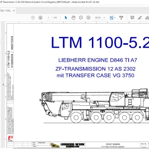 Liebherr LTM 1100-5.2 Engine D846 TI A7 ZF Transmission 12 AS 2302 Electrical System Circuit Manual 988272208 - PDF DOWNLOAD