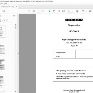 Liebherr LTM 1100-5.2 LICCON 2 Diagnostic Operating Instruction Manual 99904-01-02 - PDF DOWNLOAD