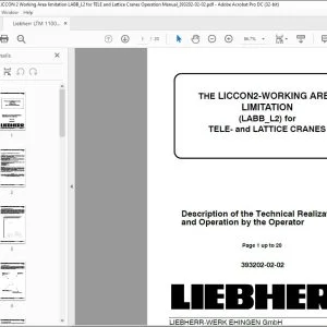 Liebherr LTM 1100-5.2 LICCON 2 Working Area limitation LABB_L2 for TELE & Lattice Crane Operation Manual 393202-02-02 - PDF DOWNLOAD