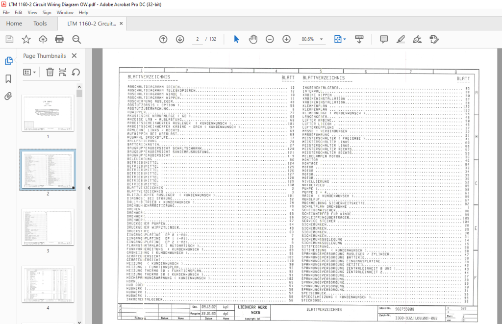 Liebherr LTM 11602 Circuit Wiring Diagram Manual PDF DOWNLOAD