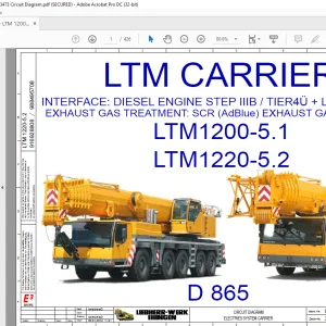 Liebherr LTM 1200-5.1 & LTM 1220-5.2 Carrier Electric Circuit Diagram Manual D865 - PDF DOWNLOAD