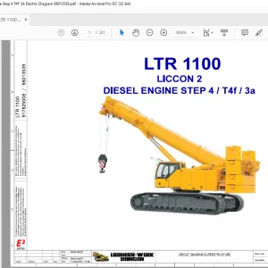 Liebherr LTR 1100 LICCON 2 Diesel Engine Step 4 T4F 3A Electric Diagram Manual 98013539  - PDF DOWNLOAD