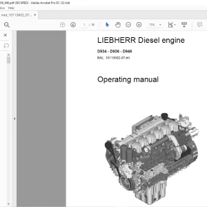 Liebherr Mobile Crane D934 D936 D946 Diesel Engine Operating Manual 10115602-07 - PDF DOWNLOAD