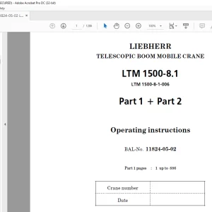 Liebherr Mobile Crane LTM 1500-8.1 Telescopic Boom Operating Instruction Manual 11824-05-02 - PDF DOWNLOAD