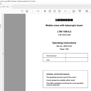 Liebherr Mobile Crane with telescopic Boom LTM 1100-5.2 Operating Instructions Manual 20601-03-02 - PDF DOWNLOAD