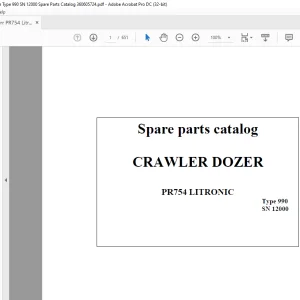 Liebherr PR754 LITRONIC CRAWLER DOZER Type 990 Spare parts catalog Manual SN 12000 - PDF DOWNLOAD