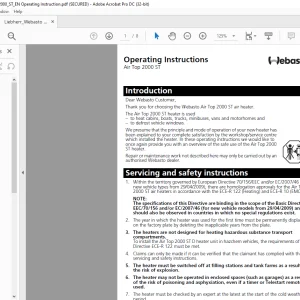 Liebherr Webasto Ait Top 2000 ST Operating Instruction Manual - PDF DOWNLOAD