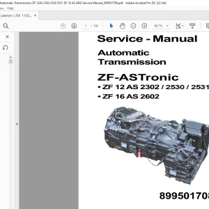 Liebherr ZF-AS Tronic Automatic Transmission ZF 12 AS 2302 2530 2531 ZF 16 AS 2602 Service Manual 899501708 - PDF DOWNLOAD
