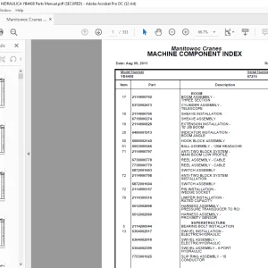 Manitowoc Crane YB4408 Parts Catalogue Manual SN 87215 - PDF DOWNLOAD