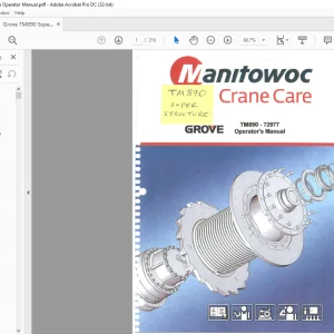 Manitowoc Grove Crane TM 890 Superstructure Operator's Manual SN 72977 - PDF DOWNLOAD