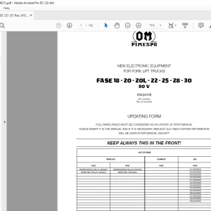 OM Pimespo Forklift FASE 18 20 20L 22 25 28 30 80V Electronic Equipment INSTRUCTIONS MAINTENANCE Manual - PDF DOWNLOAD