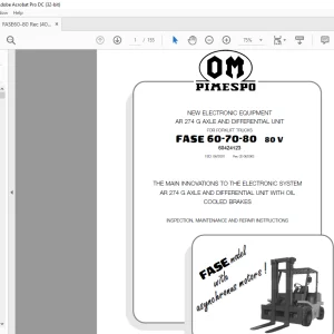 OM Pimespo Forklift FASE 60 70 80 80V Electronic Equipment INSPECTION, MAINTENANCE AND REPAIR INSTRUCTIONS MANUAL 60424123 - PDF DOWNLOAD
