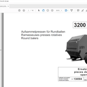 Pottinger Tractor 3200 SC 99 Spare parts list Manual  - PDF DOWNLOAD