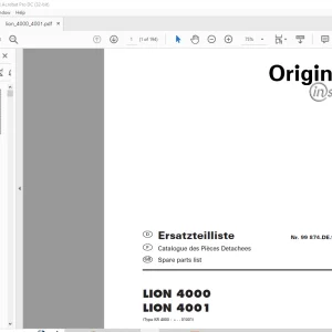 Pottinger Tractor LION 4000 LION 4001 Spare parts list Manual  - PDF DOWNLOAD
