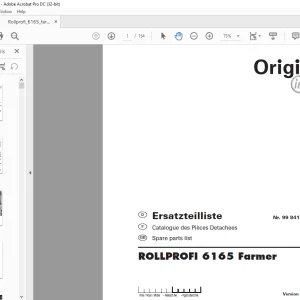 Pottinger Tractor ROLLPROFI 6165 Farmer Spare parts list Manual  - PDF DOWNLOAD