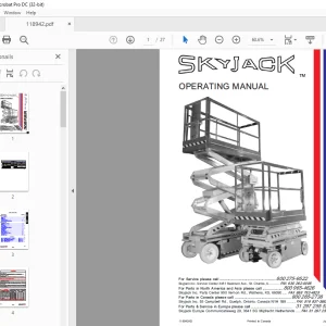Skyjack COMPACTS and CONVENTIONALS 3015, 3219, 3220, 4620, 4626, 4830, 4832, 6826 and 68320 Operating Manual 118942AD