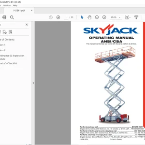 Skyjack Mid Size 7127 7135 8243 & 8850 Full Size 8831 8841 & 9250 Rough Terrain Series Operating Manual - PDF DOWNLOAD