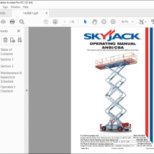 Skyjack Rough Terrain Series 7127, 7135, 8243 & 8850 8831, 8841 & 9250 Engine Powered Operating Manual 143861AB-A