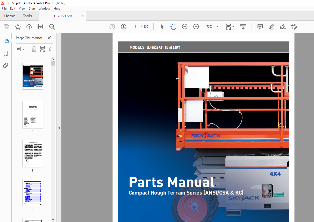 Skyjack Sj Rt Sj Rt Compact Rough Terrain Series Parts Manual Ac Pdf Download