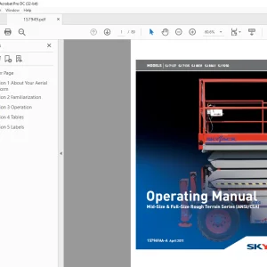 Skyjack SJ 7127 SJ 7135 SJ 8831 SJ 8841 SJ 9250 Mid-Size & Full-Size Rough Terrain Series Operating Manual 157949AA-A - PDF DOWNLOAD