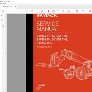 Skyjack SJ1044 TH, SJ1044 THS, SJ1056 TH, SJ1056 THS, SJ1256 THS TELEHANDLERS SERVICE MANUAL 190130AF - PDF DOWNLOAD