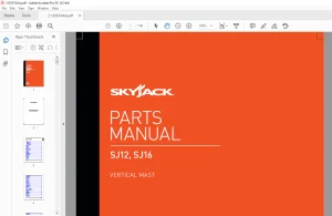 Skyjack SJ12 SJ16 Vertical Mast Parts Catalog Manual 213557AAA - PDF DOWNLOAD