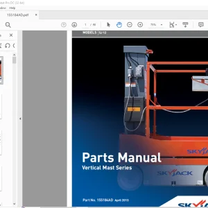Skyjack SJ12 Vertical Mast Series Parts Manual PN 155184AD - PDF DOWNLOAD